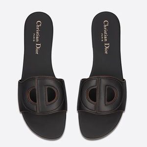 DIOR D-CLUB SLIDE Black Calfskin Sz 39